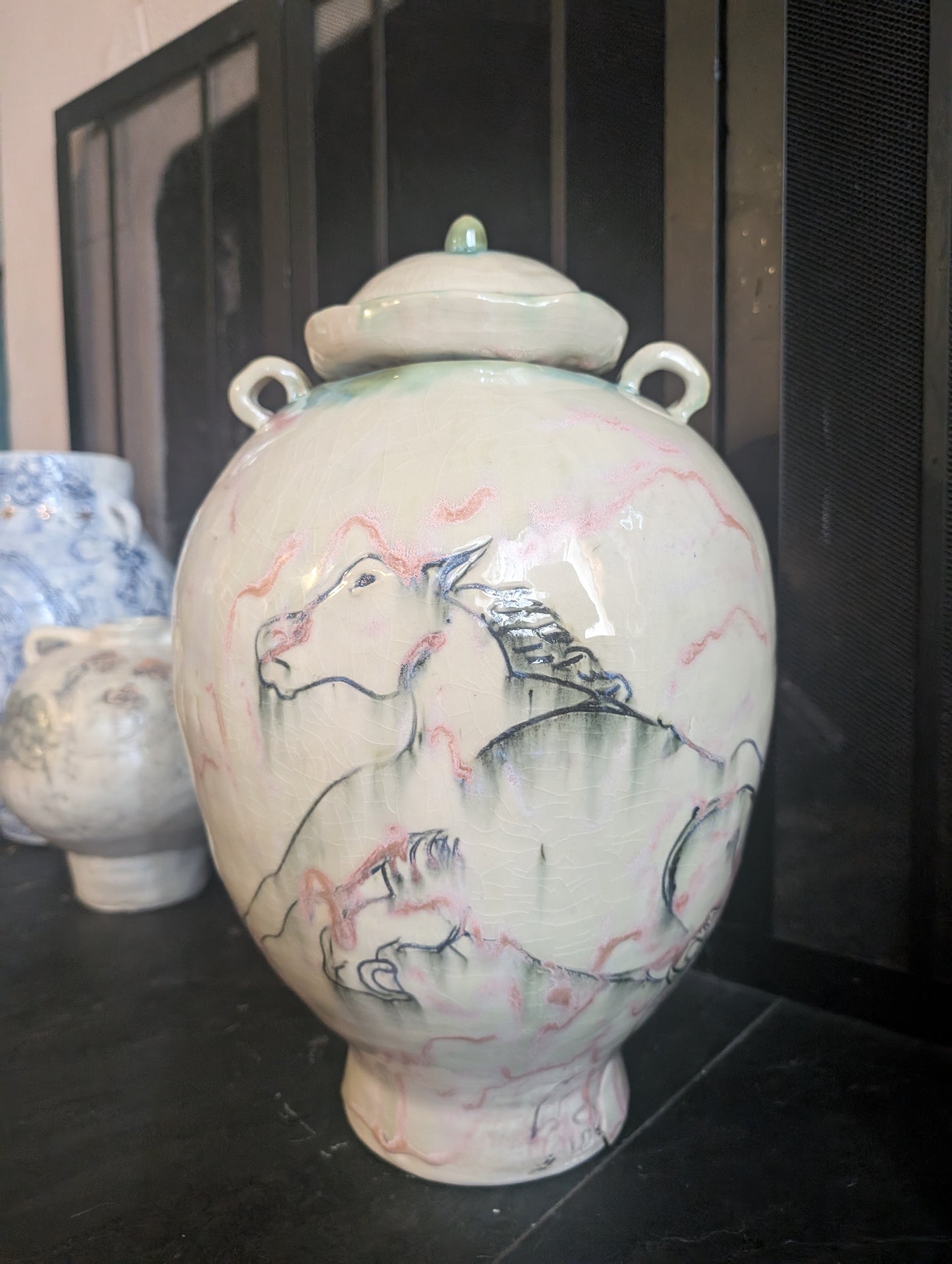 Falling Horse Urn by Lesley Katzen