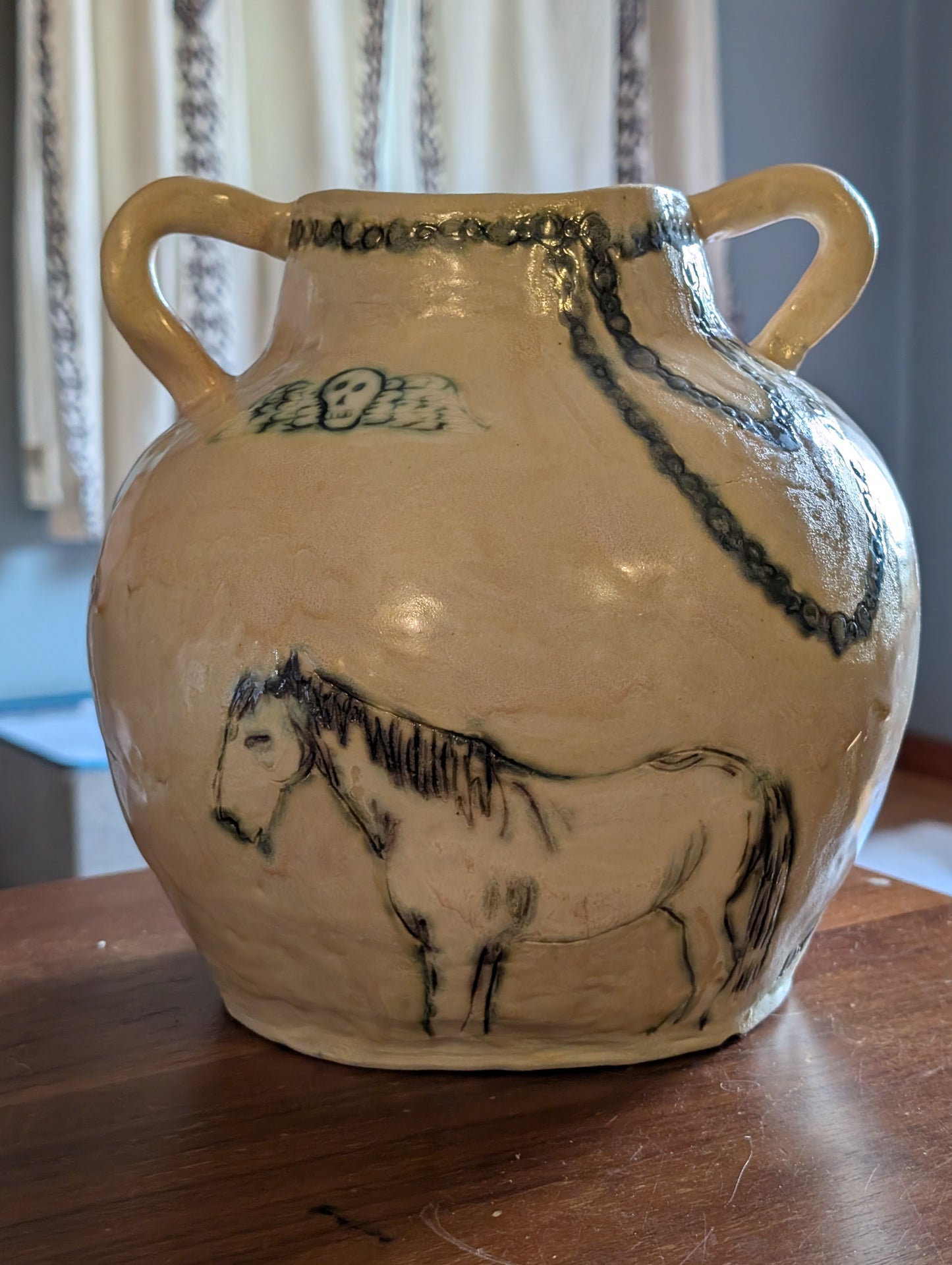 Small Standing Horse Urn by Lesley Katzen